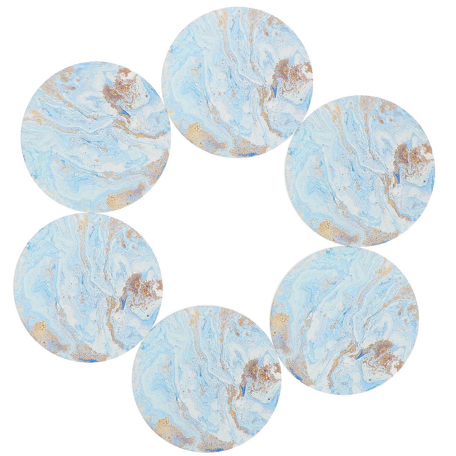 6Pcs Marble Pattern Ceramic Coasters Practical Drinks Coasters with Cork Base