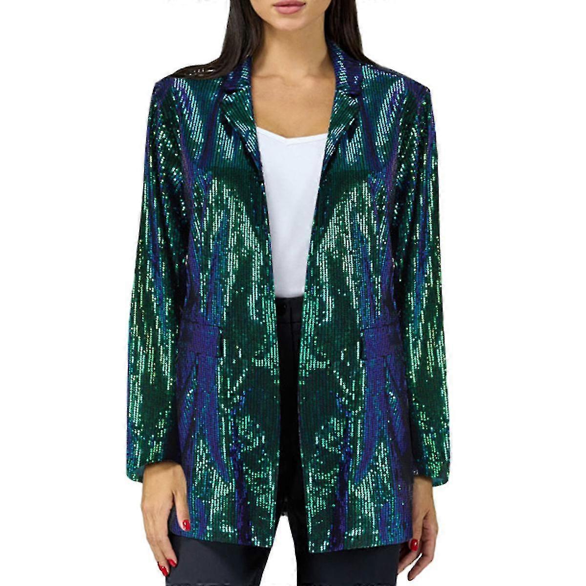 Women Sequin Jacket Blazer Casual Open Front Coat