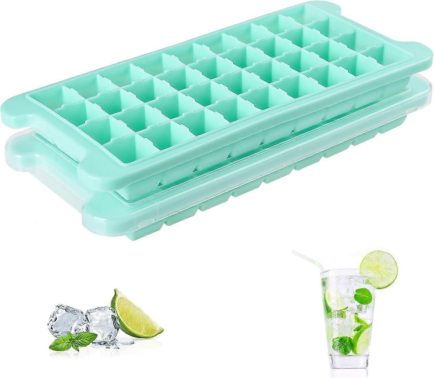 2 Pack Premium Ice Cube Trays, Easy-Release Silicone Ice Cube Molds, Flexible, Reusable Safe Square