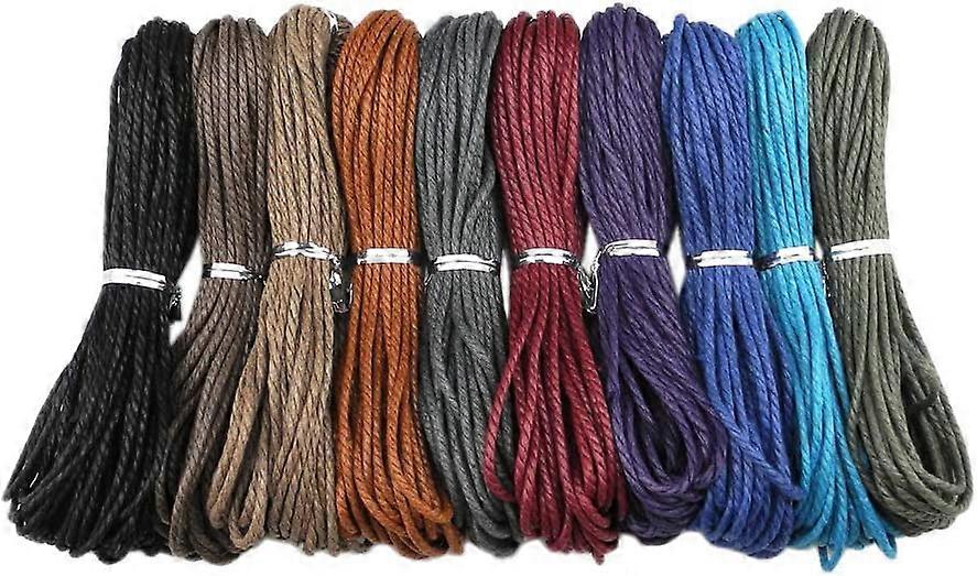 10鈍い色2mmワックスコットントワインジュエリーメイキングビーズクラフトワックスコットンコード糸レザーブレスレット用(3プライ、合計100ヤード)