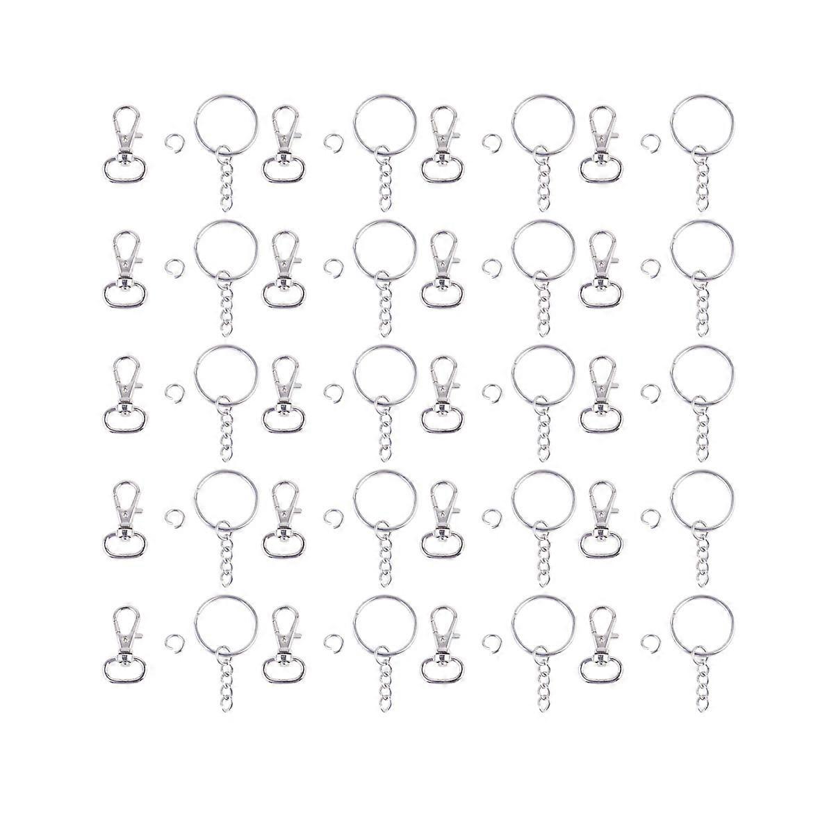 100pcs Decorative Key Hook Beautiful Pendant Exquisite Key Ornaments Set for Bag Phone Key DIY (50pcs keychain hooks, 50pcs key with chain and open ju