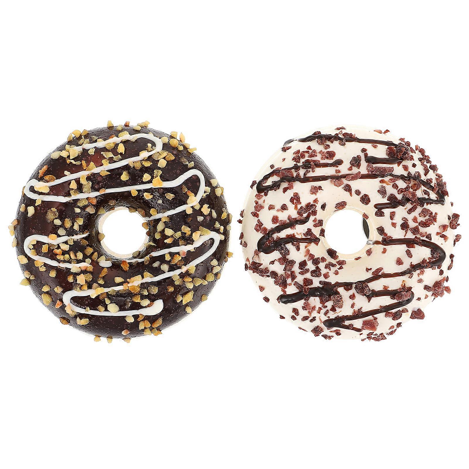 2pcs Delicate Simulation Donut Model PU Doughnut Decor Photography Prop
