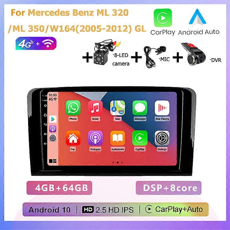 2DIN Car Radio Multimedia Player Carplay Auto GPS navigation For Mercedes Benz M-Class W164 2005-2012 GL-Class X164 ML GL350
