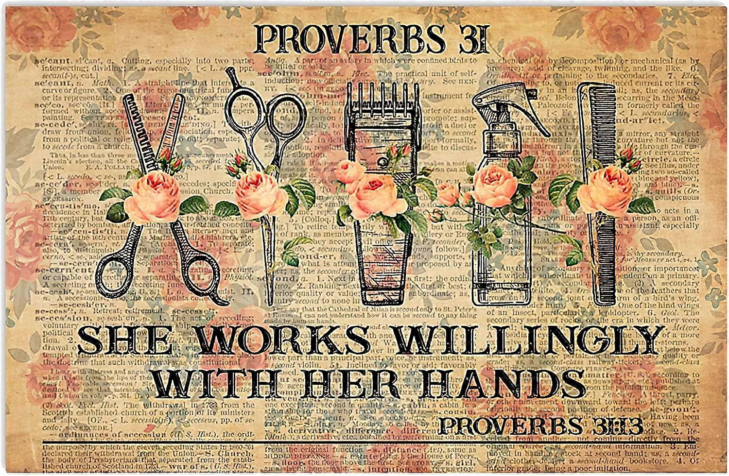 LINCMAN Barber Tools Metal Sign Vintage Barber Shop Decor A Hairdressers Prayer Posters Salon Home R