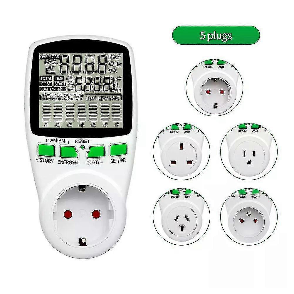 Electricity Power Meter Wattmeter Lcd Energy Meter Socket Electric Tester Fr Us Uk Au Br Measuring Outlet Power Analyzer