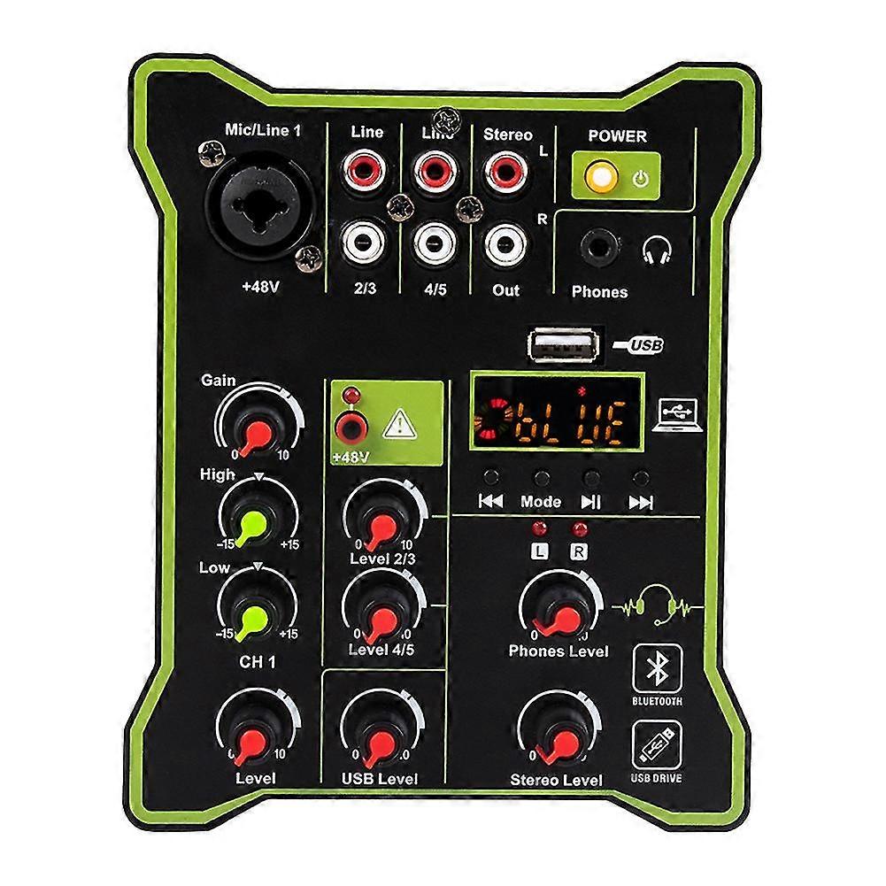 5 Channel Audio Mixing Console Dc 5v Audio Mixer Xlr Output Bluetooth-compatible Usb Record Mixer-e