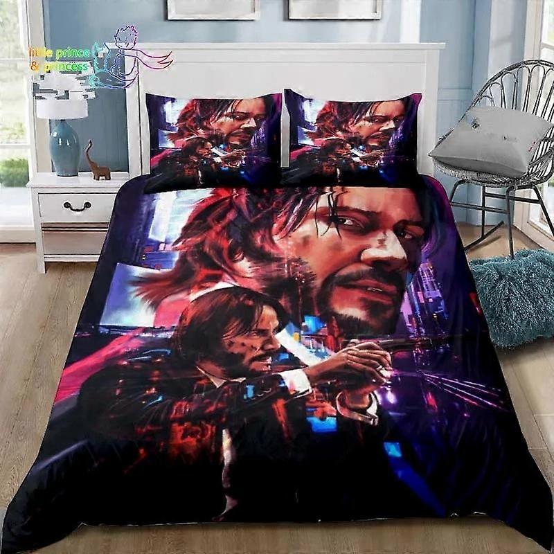 a2125 Lakan Thriller Film John Wick Sängkläder Set Sängkläder Vuxen Barn Sovrum Sängkläder Gåva 3-delat sängkläder (1 påslakan + 2 kudde Shams) Säng