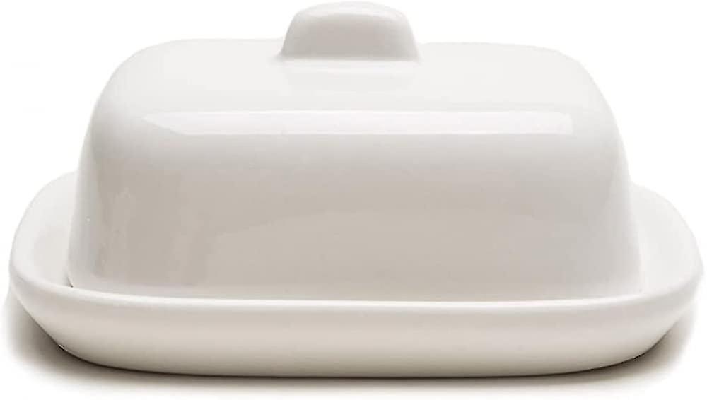 White Ceramic Butter Dish with Lid