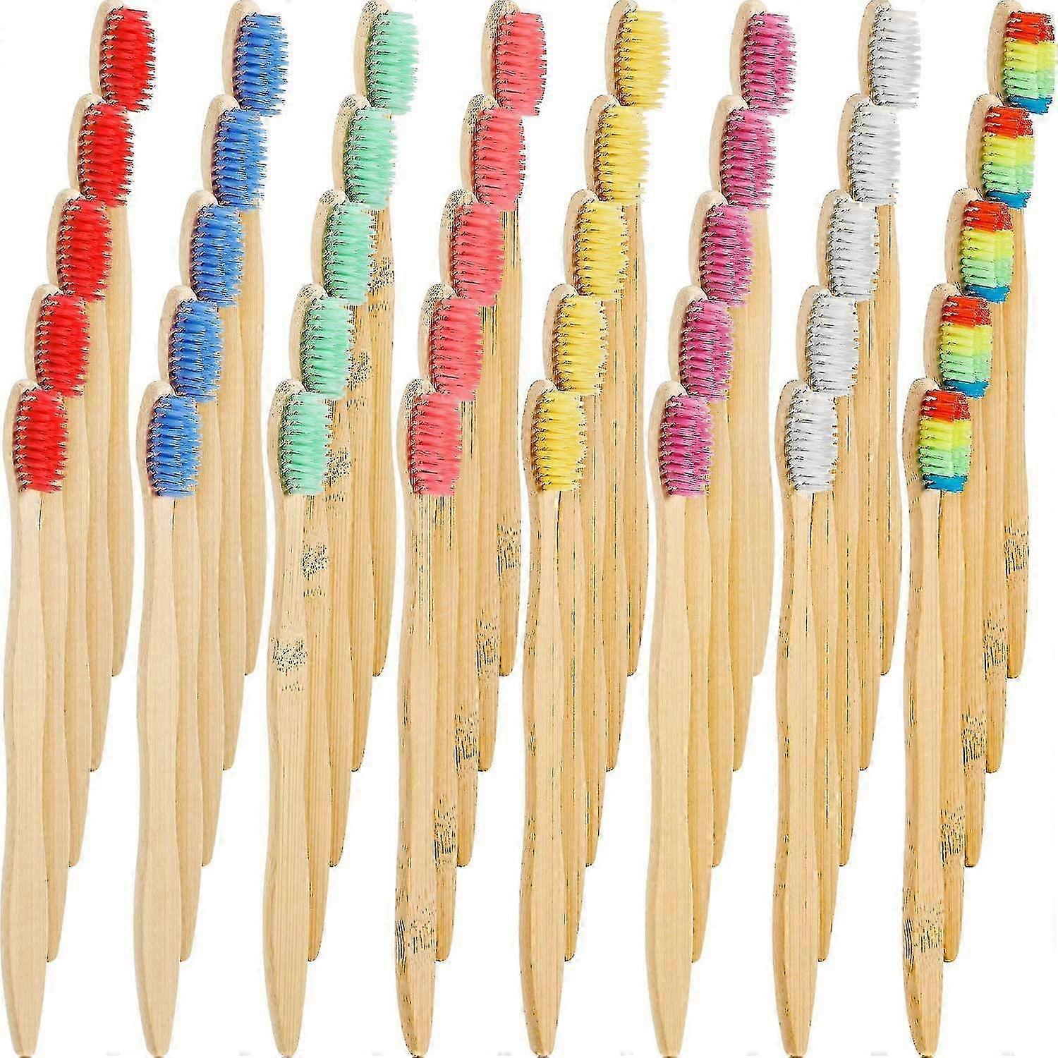 40 Pieces Bamboo Toothbrushes Charcoal Toothbrush Biodegradable Toothbrush Natural Bamboo Toothbrushes With Bpa-Free Nylon Bristles (Multi-Color)