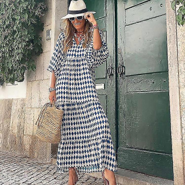 Geometric Patch Puff Sleeve Dress