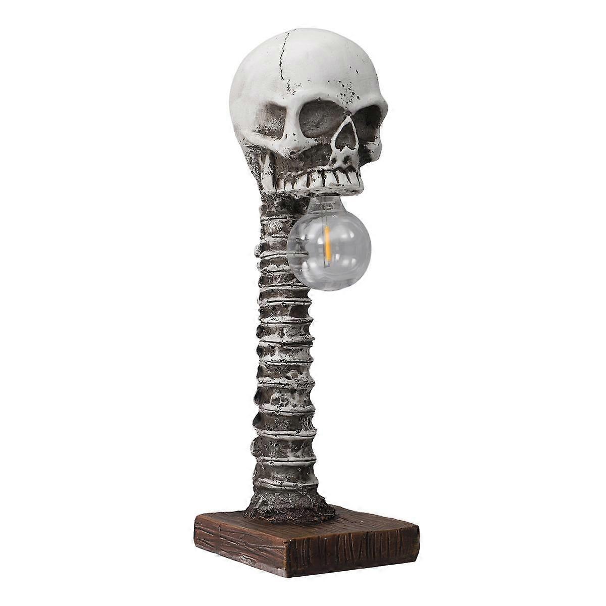 Resin Skull Skeleton Spine Table Lamp Horror 3D Statue Desk Light for Halloween Decoration Home Dec