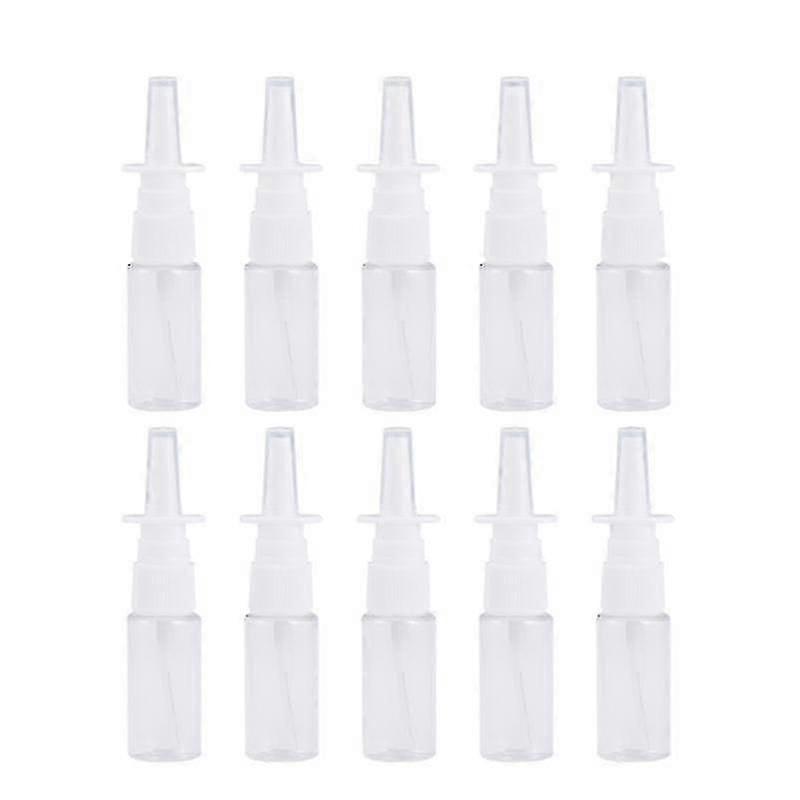 10pcs 15ml Transparent Flat-shouldered Bottles Nasal Spray Bottle Empty Rhinitis Sprayer