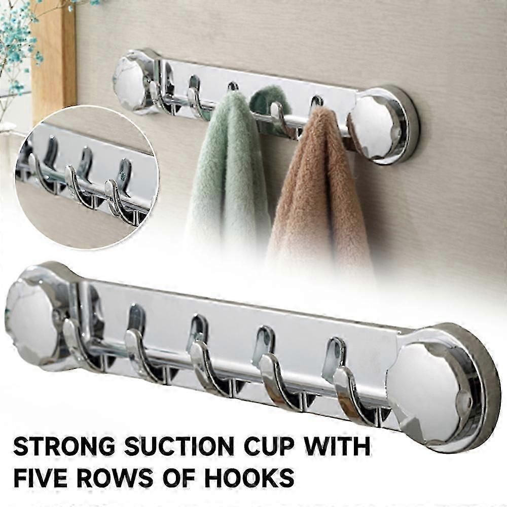1/2Pcs壁掛け5フックラック強力吸盤タオルバスルームキッチンホルダー吸盤ハンガー