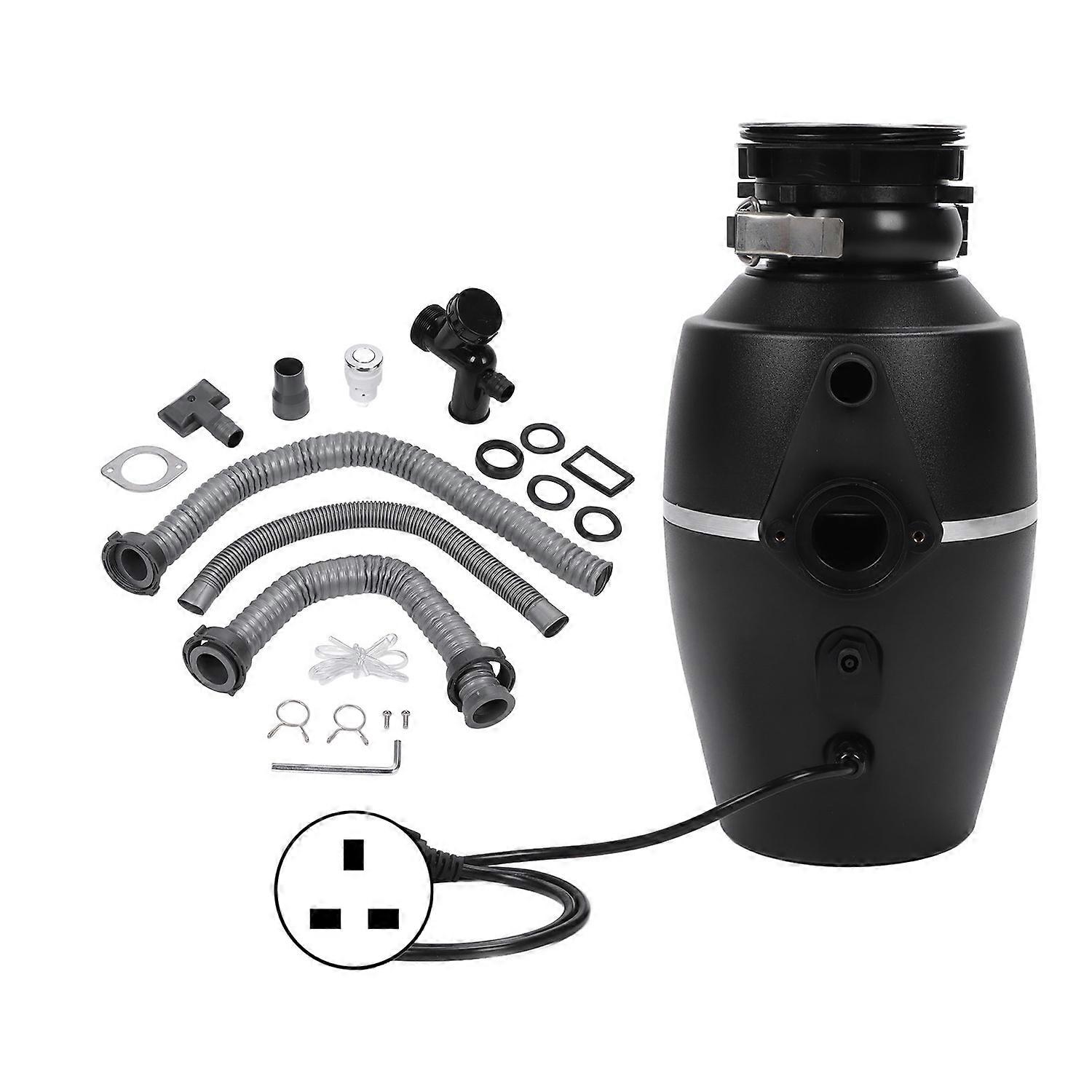 Continuous Feed Garbage Disposal Black 3800RPM Quiet Running Downspout Waste Disposal for Kitchen 1H