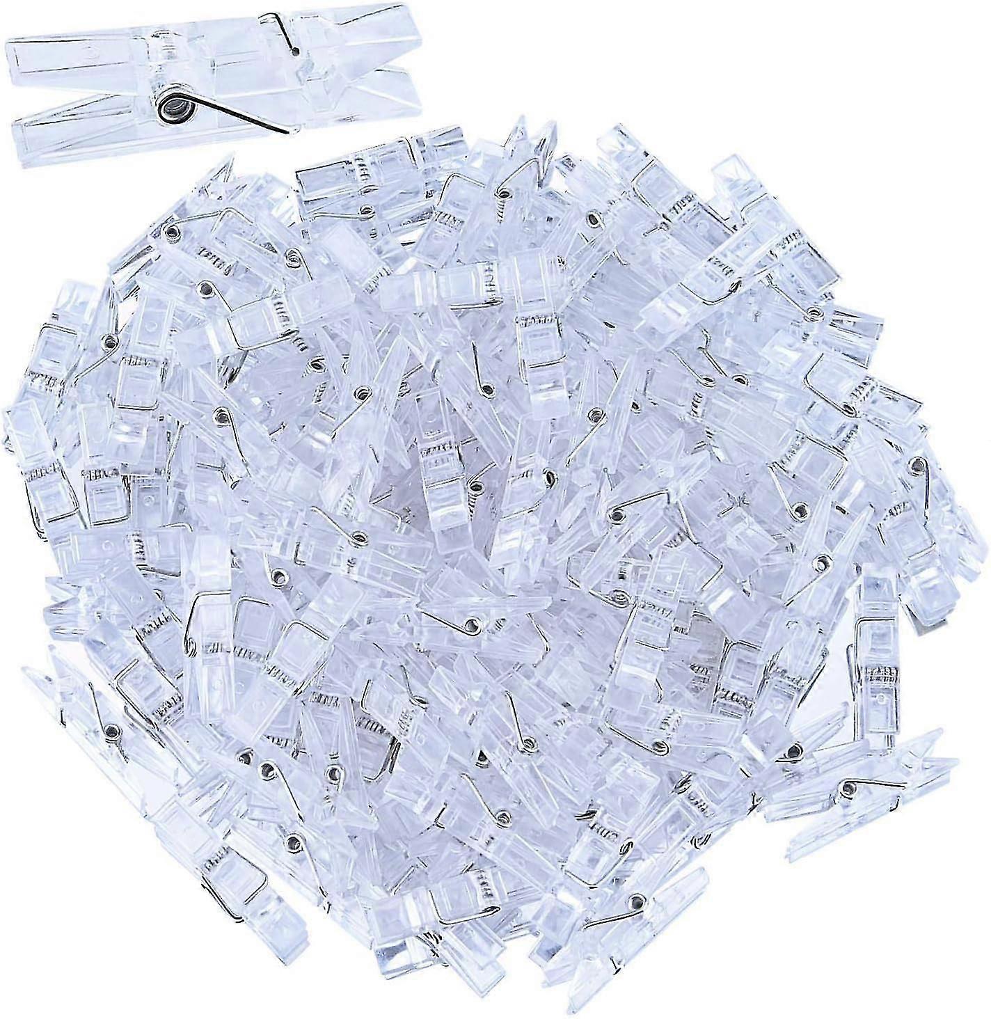 100 Pieces Mini Transparent Plastic Pegs Clips (clear)