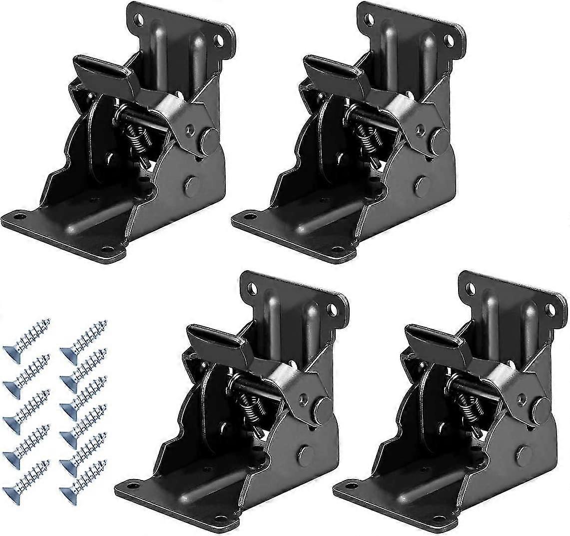 Folding Brackets 4 Pcs 0-90 Degree Lock Extension Support for Table Bed Leg Bronze Steel Foldable Hinge Hardware with Screws (0-90 Degrees, Bronze)