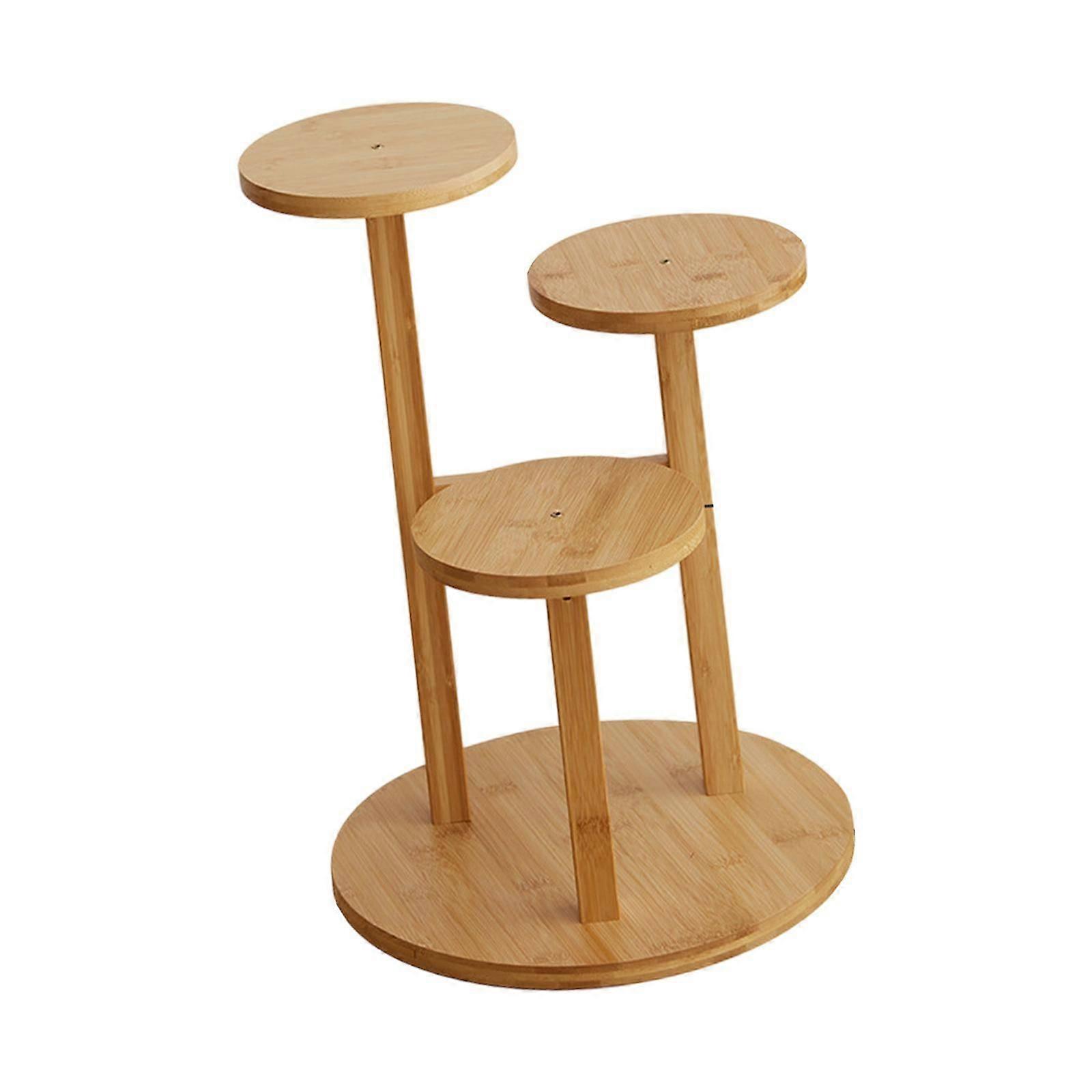 Bambu växtställ golv 3 lager blomhylla för sovsalar utomhus inomhus ljusgul