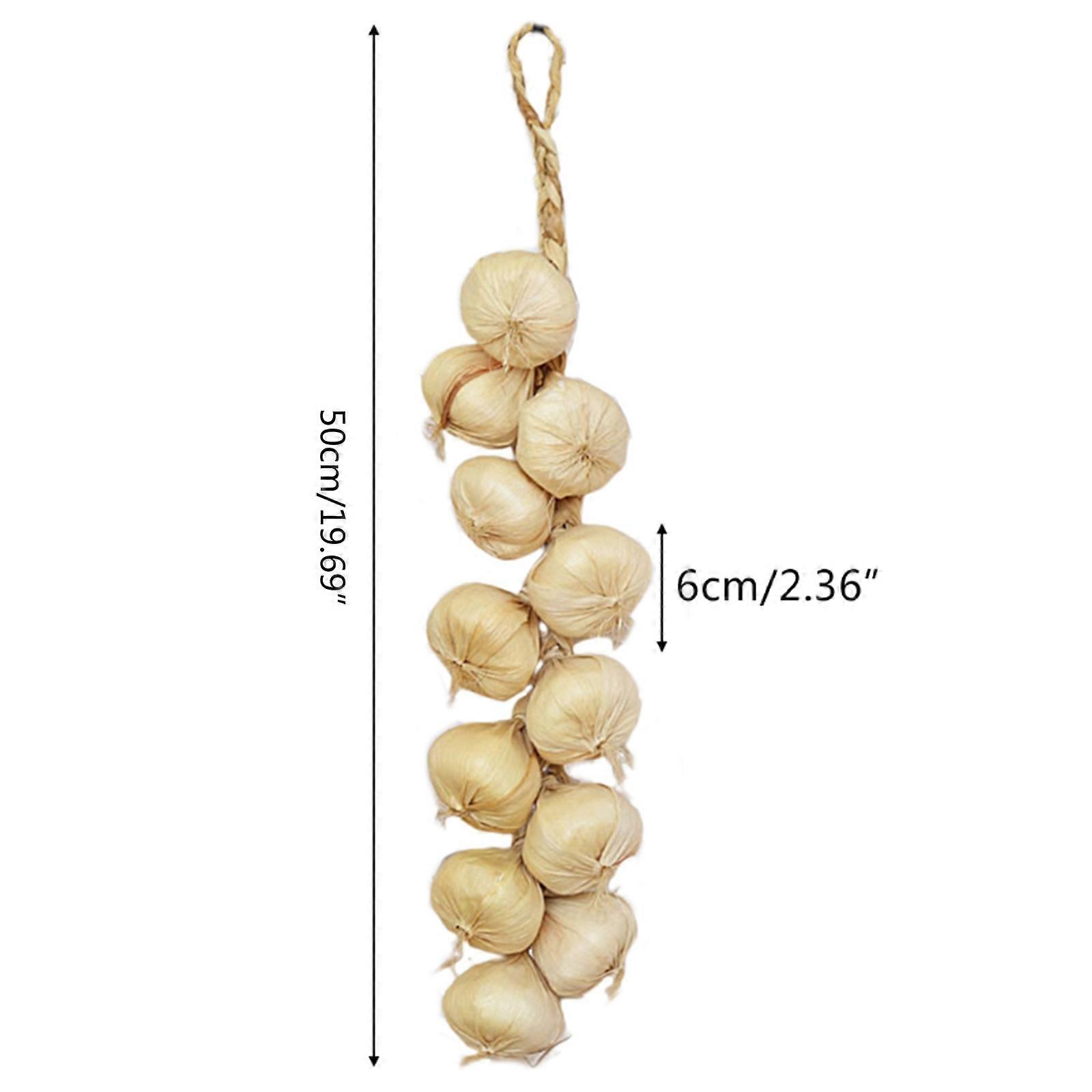 Artificial Garlic String Vegetable Realistic Model Photography Props Accessory for Gardening Planting Models Shopping White