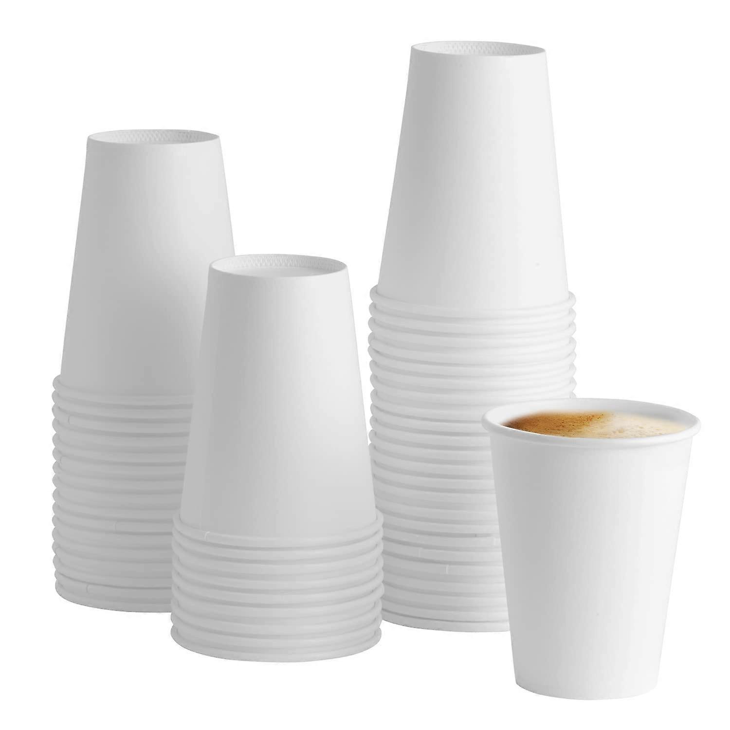 100 Count Disposable White Paper Cups for Beverages 12 oz