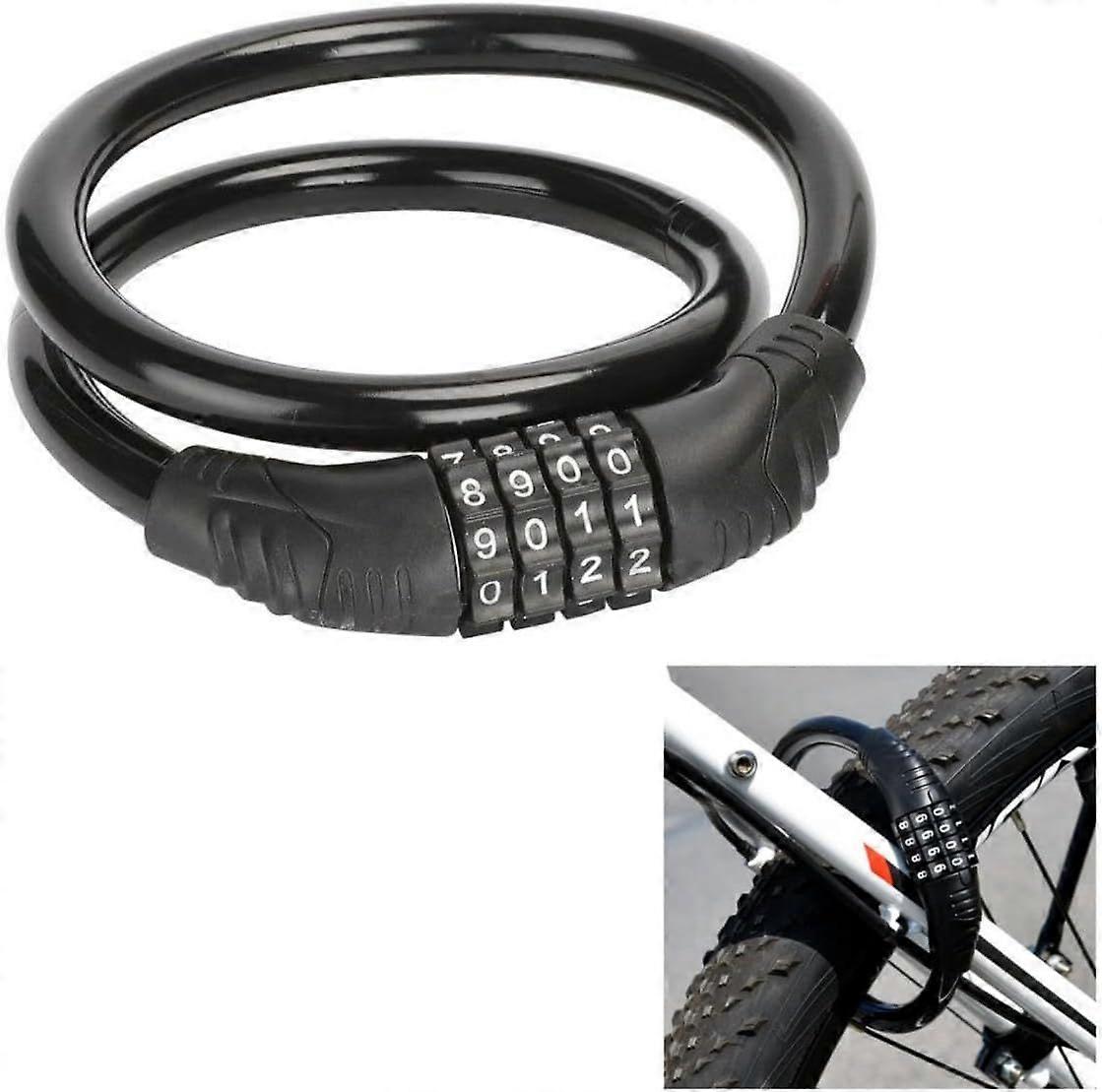 Four-Digit Code Bicycle Lock, Portable Anti-Theft MTB Bike Lock for Bicycle, Electric Scooter, Bike, Tow Trailer