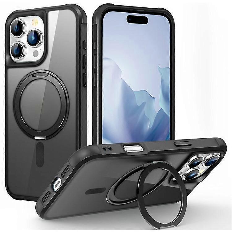 Compatible For iPhone 16 Pro Case Compatible with MagSafe Rotatable Ring Kickstand TPU+PC Phone Cover