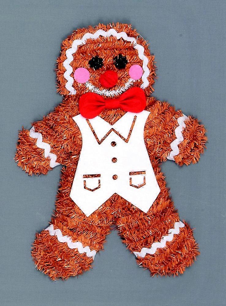 45Cm Tinsel Gingerbread Man Wall Plaque