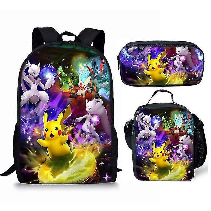 Anime Pikachu Baskılı Okul Çantası Çocuk Sırt Çantası Veya El Çantası Veya Kalem Çantası Veya Üç Parçalı Set