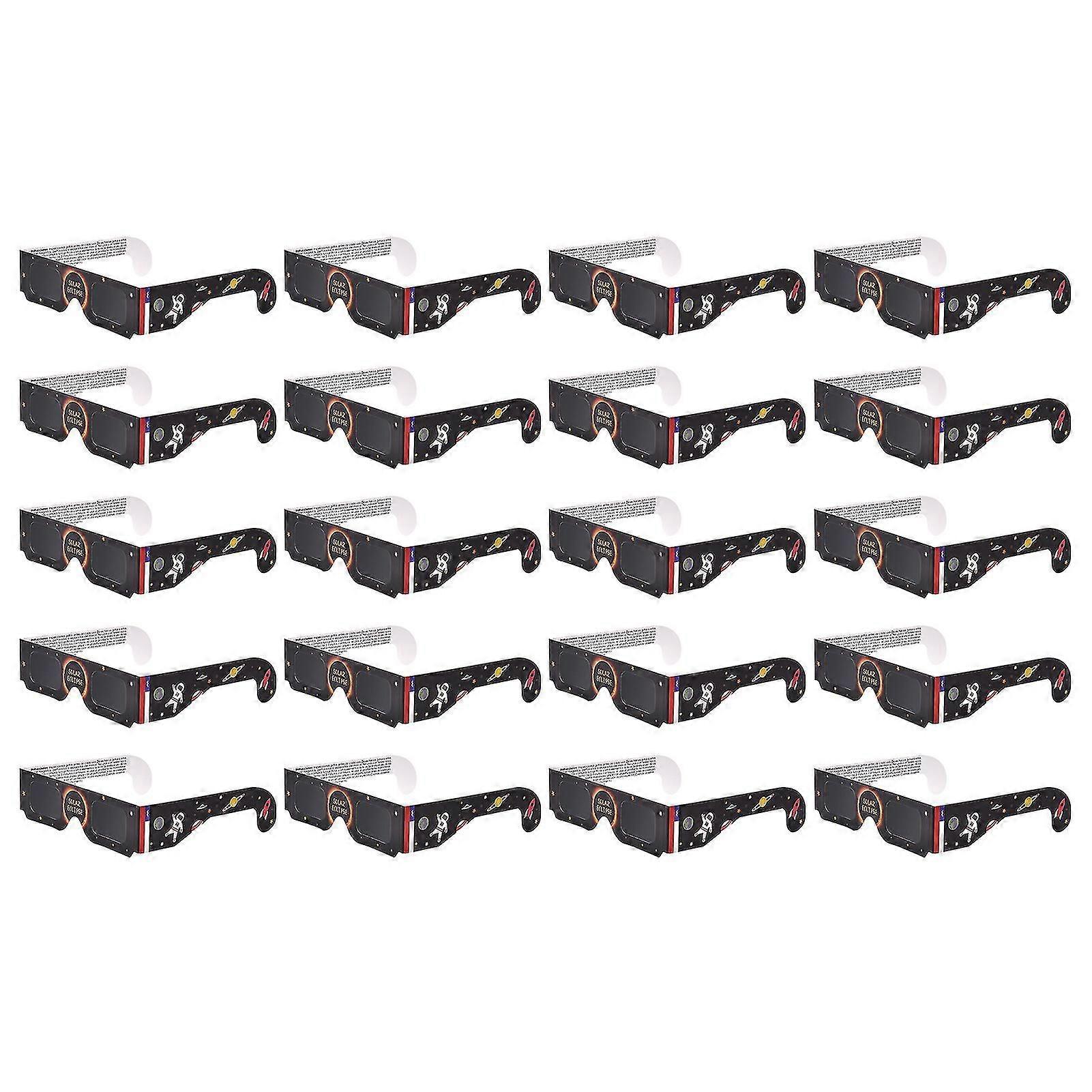 20Pcs Solar Eclipse Glasses Filter Harmful Light Eyes Protection Paper Frame Glasses for Solar Eclipse Viewing ISO 12312-2 Certified
