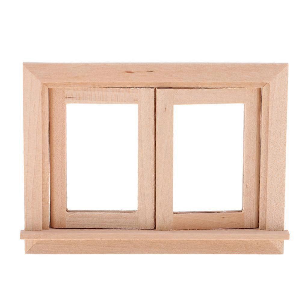 1/12 Dollhouse Miniature Unpainted Wooden 2 Pane Window Frames DIY Accessory