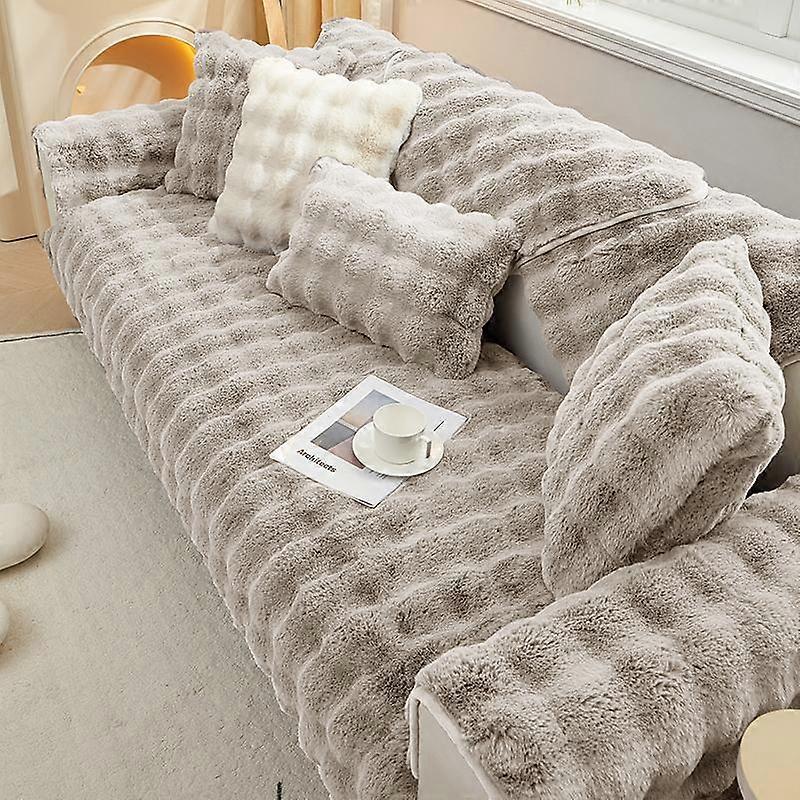 Thicken Rabbit Plush Sofa Slipcover Universal Non-slip Super Soft Sofa Towel Couch Cushion For Living Room Modern Home Decor