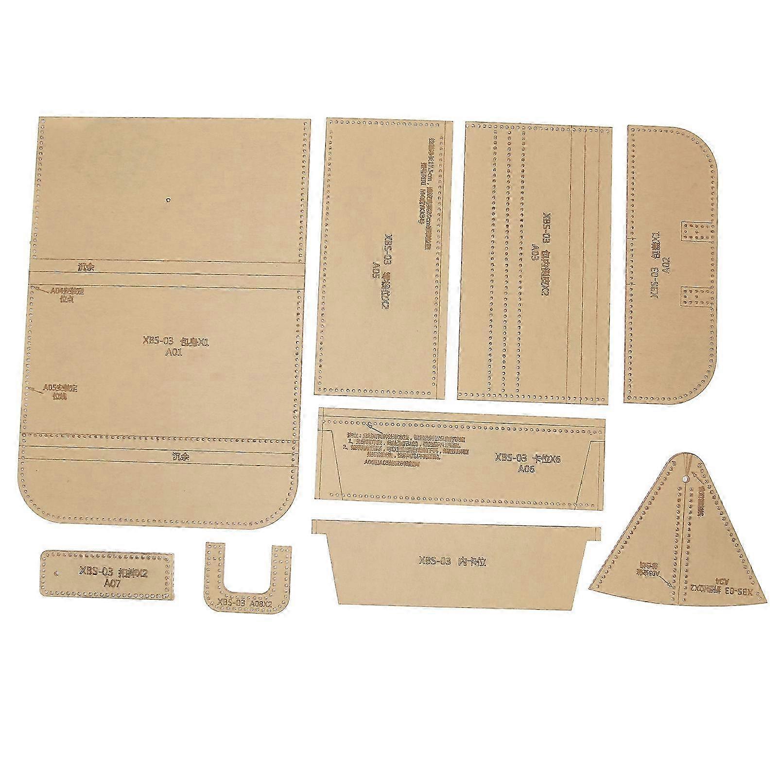 9Pcs Wallet Pattern Template Clear Acrylic Wallet Pattern Stencil Template Drawings Set Leather Hand Craft DIY Tool
