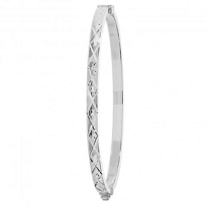 Acotis Silver Bangle Oval Dia Cut Hinged G4284