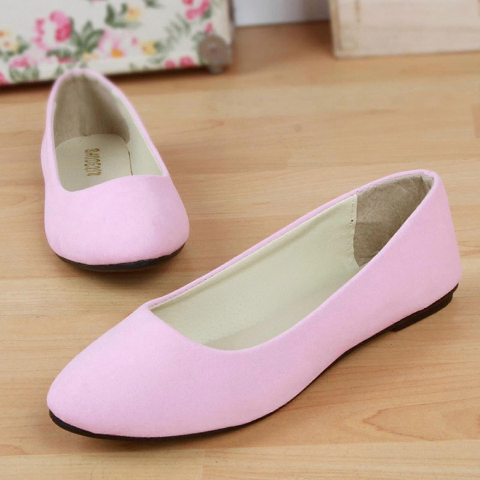 Femmes Ballet Dolly Pumps Flat Slip On Loafers Suede Chaussures