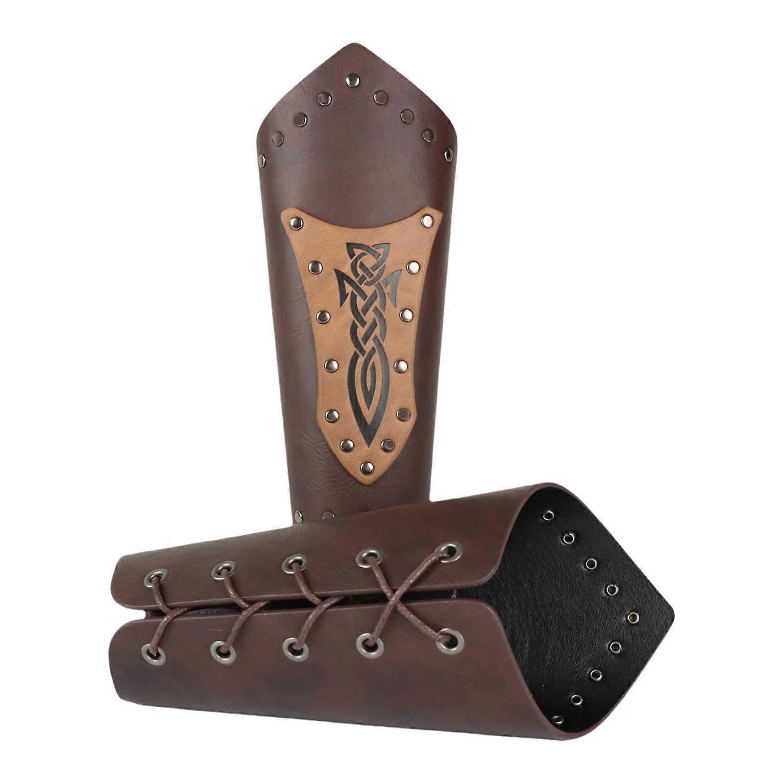 Embossed Gauntlet Bracer Wristband Gauntlet for Parties and Festivities Medieval Men Brown Wristband