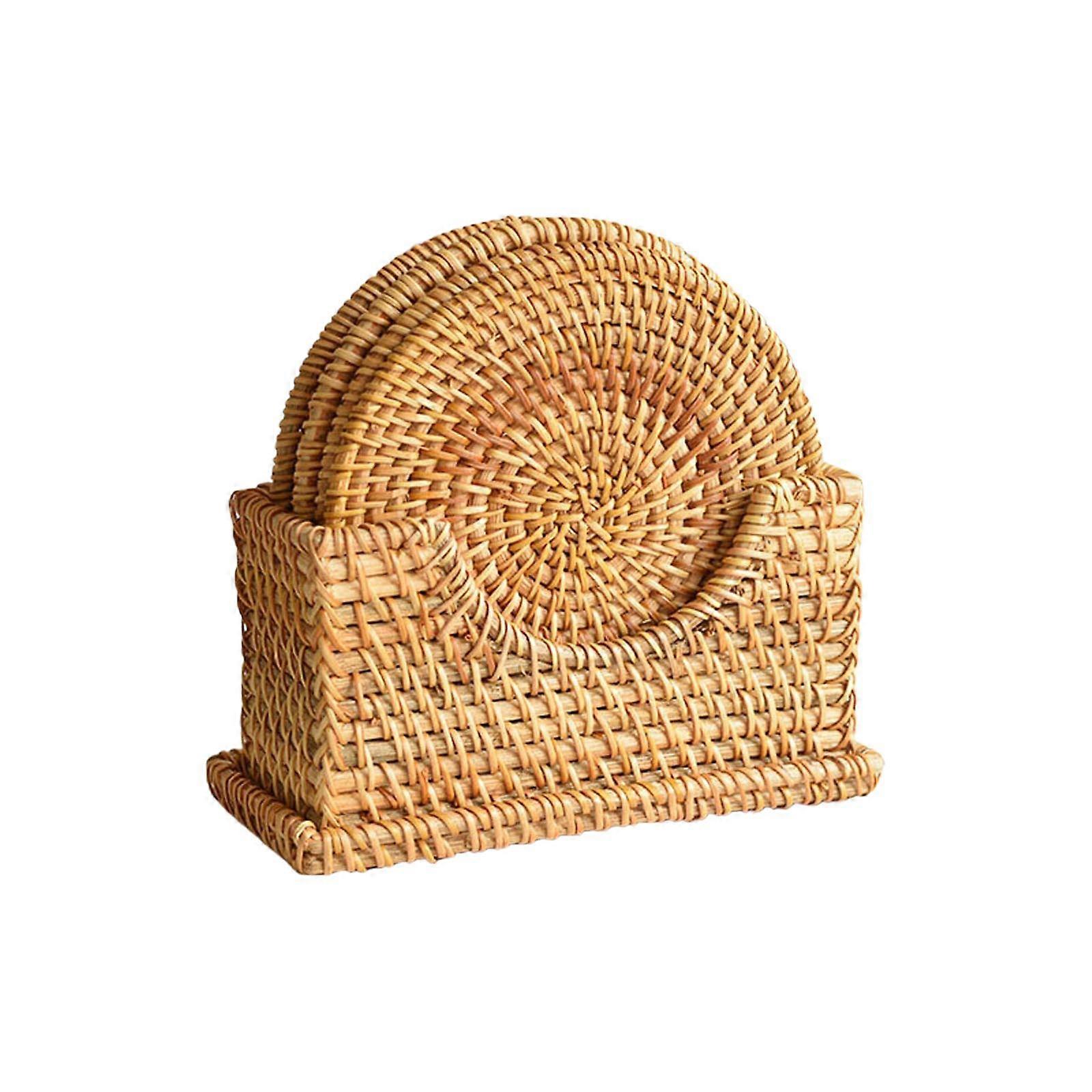 fait à la main en rotin naturel sous-verres tasse plaques de base pour cadeau créatif pour la table de cuisine boissons artisanat rond résistant à la chaleur
