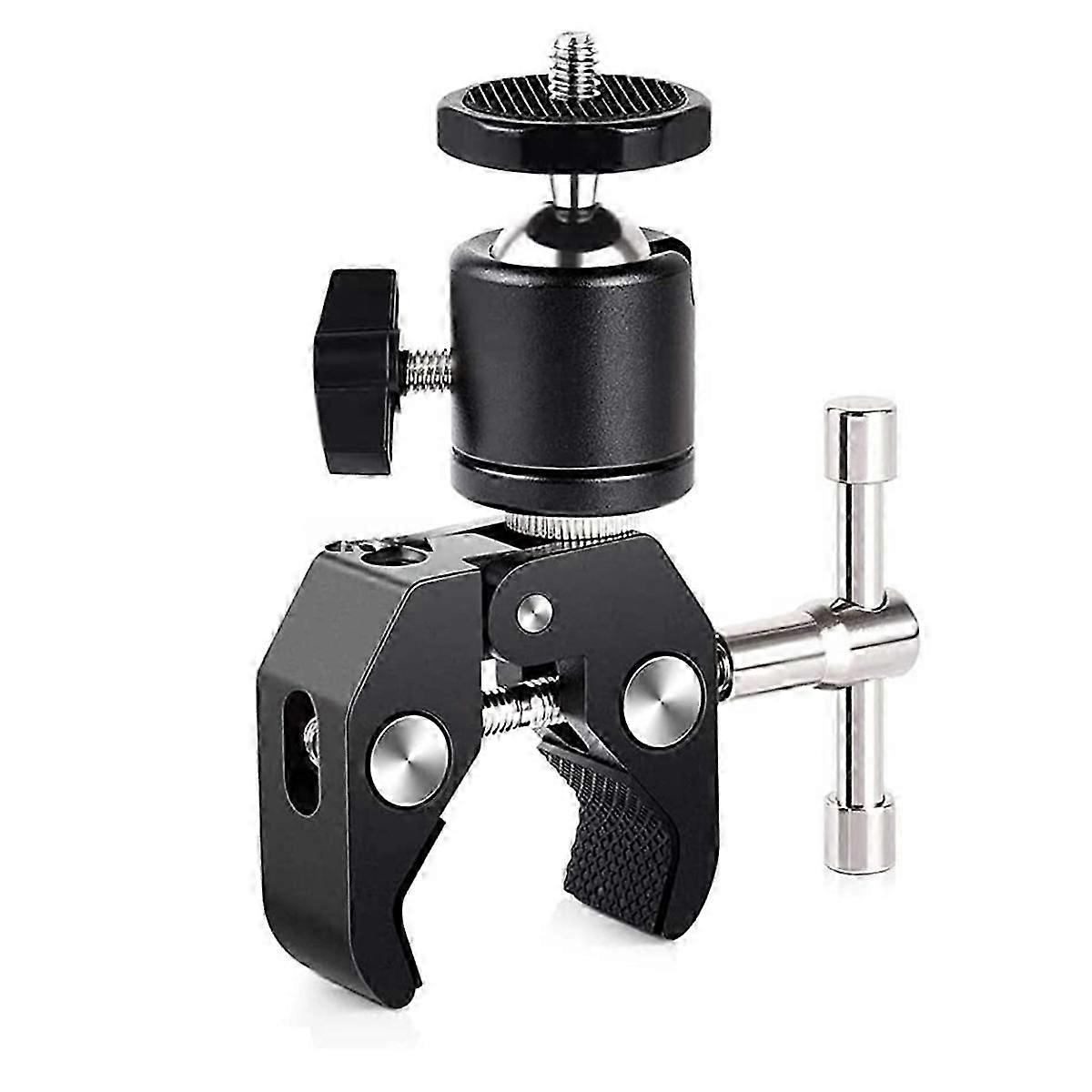 360 Mini Ball Super Clamp - Quick Release Bracket with 1/4 Screw Clip for DSLR Camera Tripod Mount