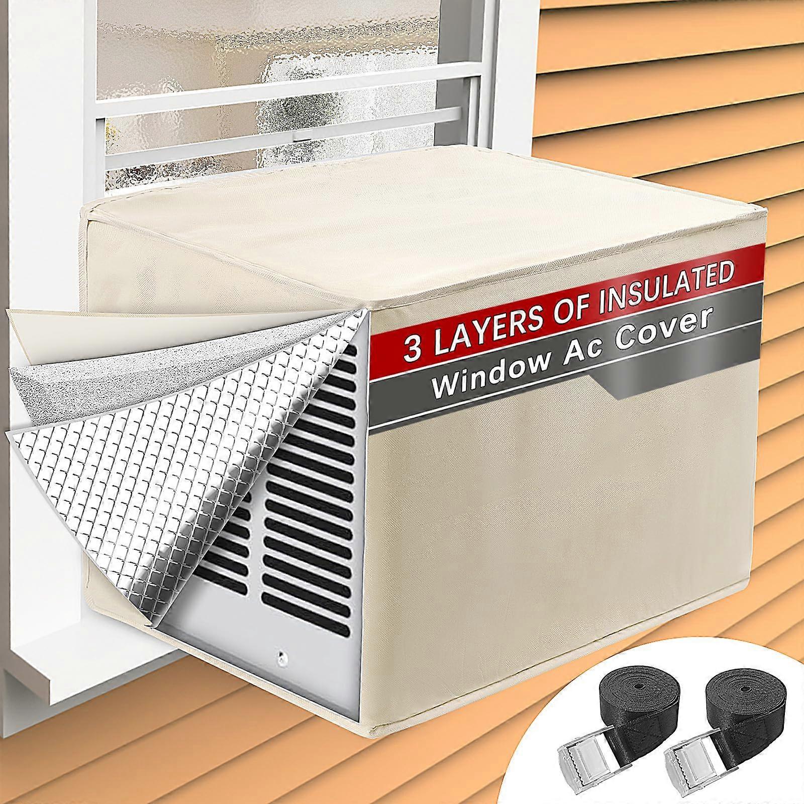 Insulated Dustproof Window Air Conditioner Cover for Winter Insulation Outdoor Unit 25.5"Lx20.5"Hx18"D