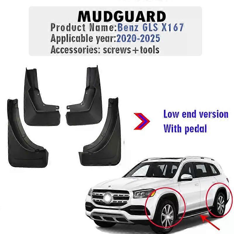 con Front Rear 4pcs FOR Mercedes Benz GLS X167 Class 2020 2021 2022 2023 2024 2025 Mud Flap Guards Splash Mudguard Fender Mudlfpas