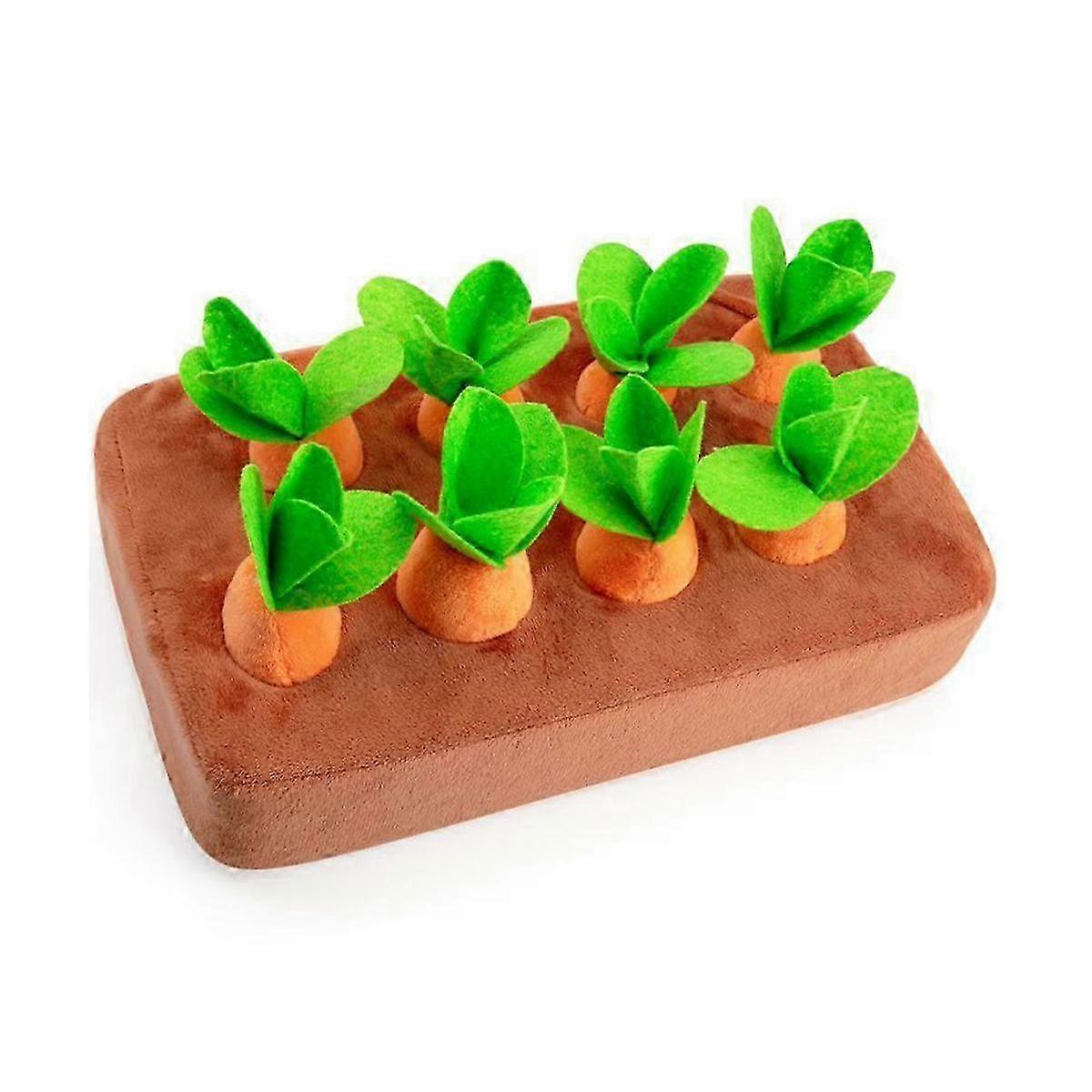 Plush Carrot Dog Toy with Hide Food Pull and Snuffle Mat Interactive
