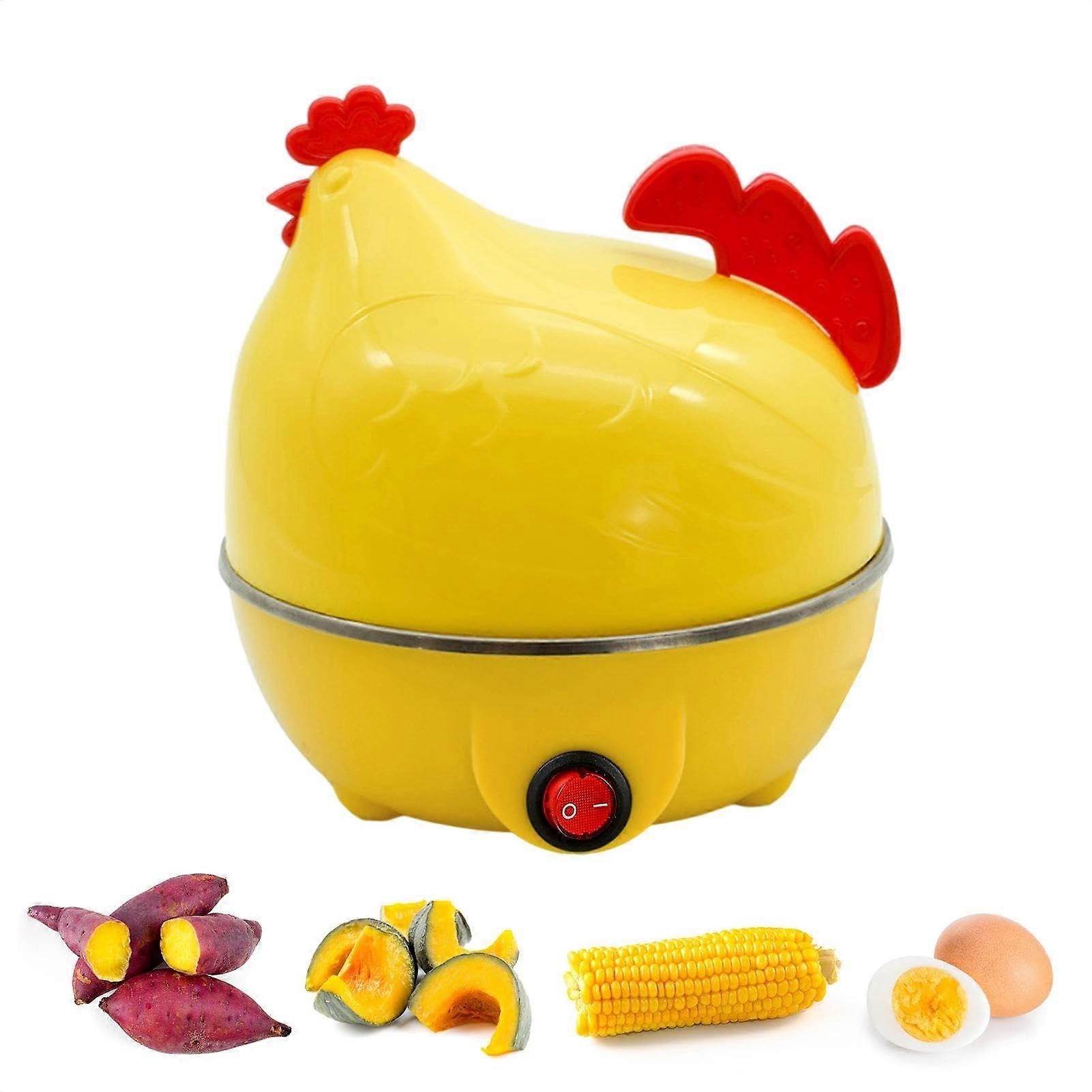 Electric Egg Cooker for 7 Eggs | Multifunctional Boiled Egg Maker | Automatic Shut-Off Breakfast Machine | Chicken Shape Design | 110V US Plug, Yellow
