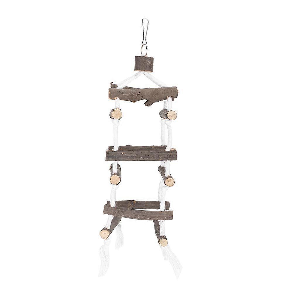 Pet Bird Stairs, Drawbridge, Three-Level Climbing Ladder, Wooden Parrot Chew Toy