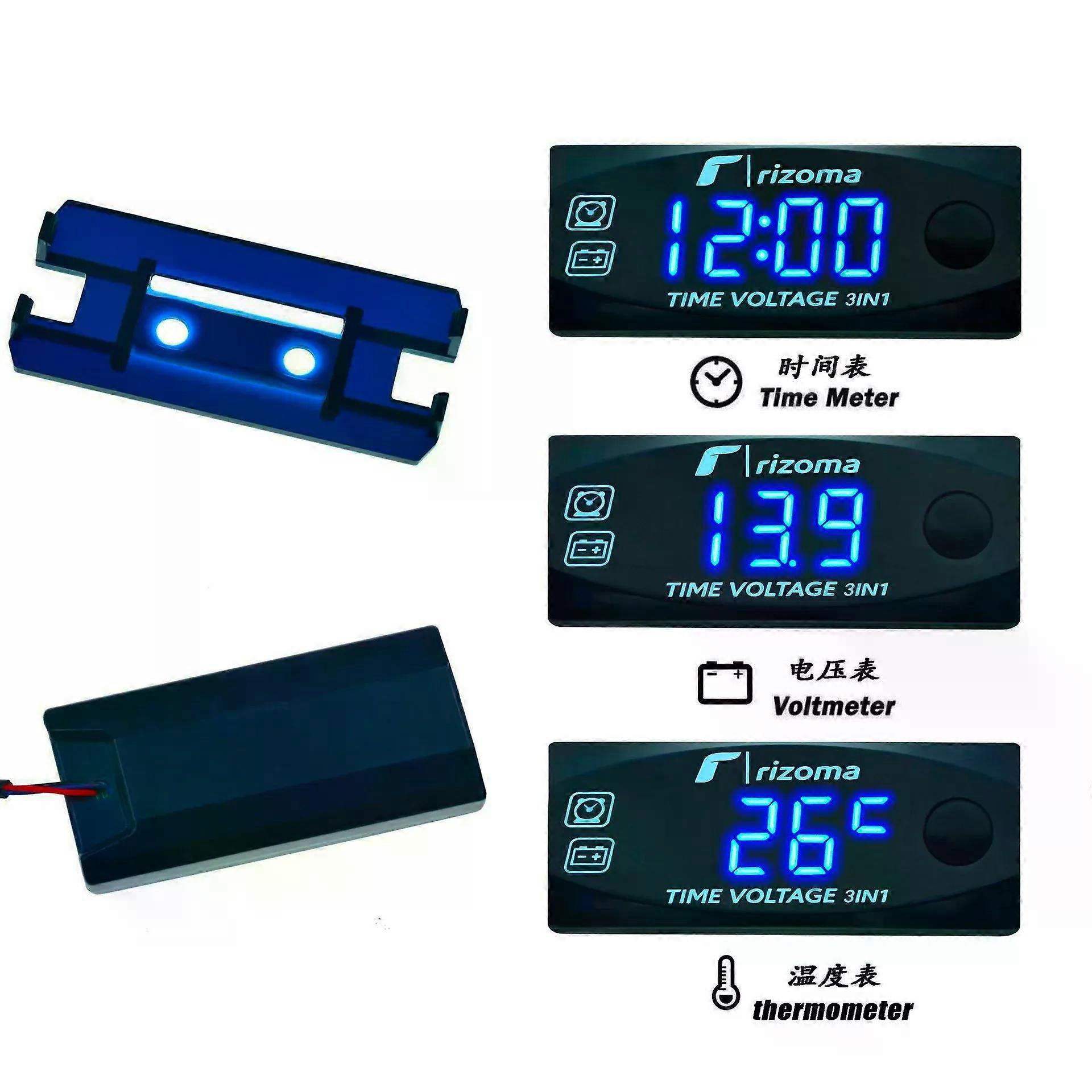 3 in 1 Digital LED Display Meters Universal Voltmeter Clock Thermometer Indicator Gauge Panel Meter for Motorcycle