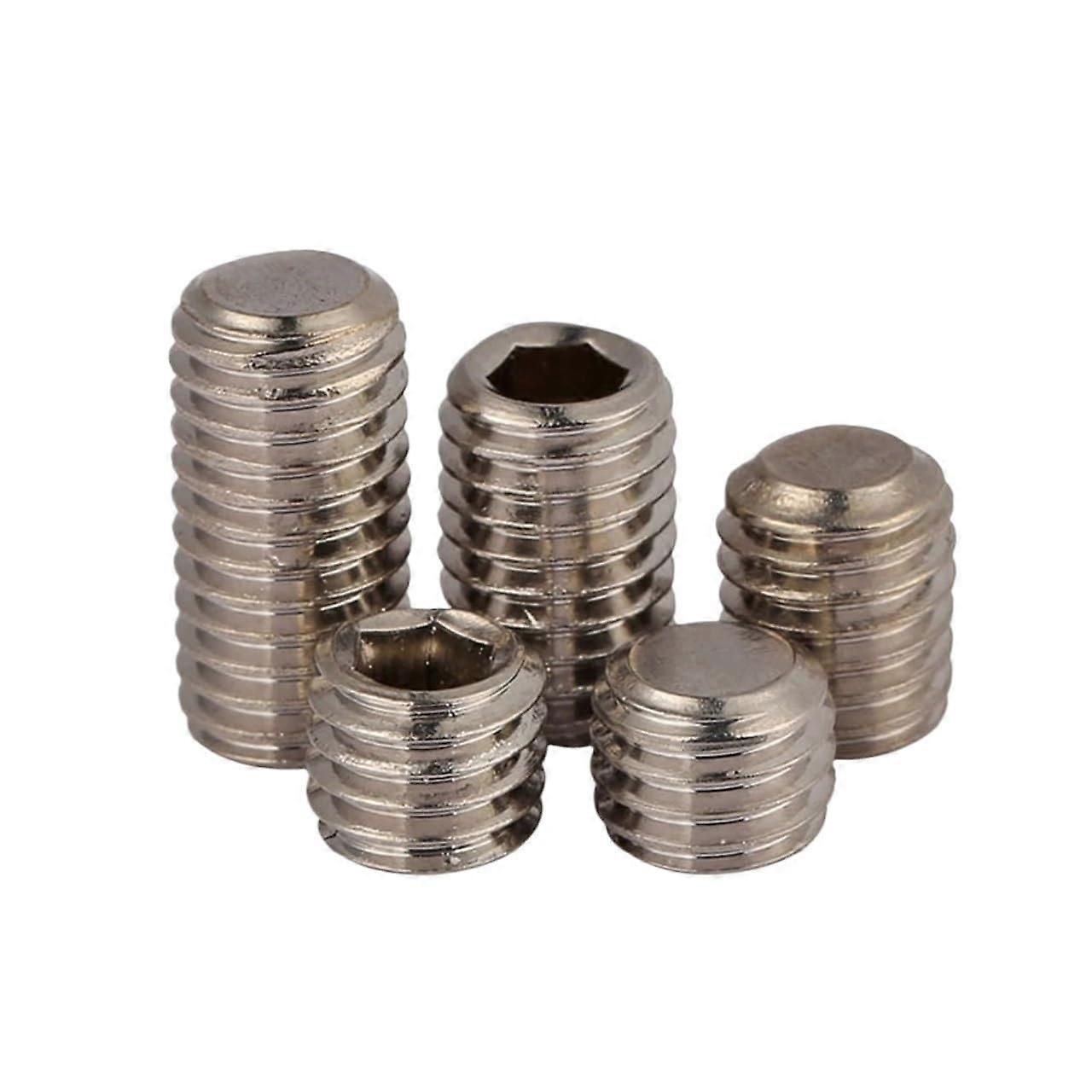 M65 M6x5 M66 M6x6 M68 M6x8 M610 M6x10 304 Stainless Steel Hex Socket Grub Screws Flat Point Set Screw (60Pcs M6x8)
