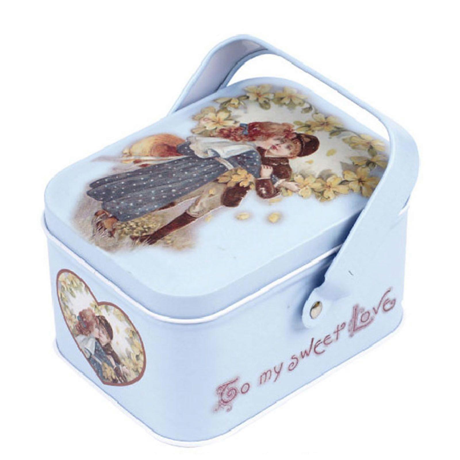 Biscuit Storage Box Tinplate Cookie Tins Storage Box with Handle Biscuit Boxes