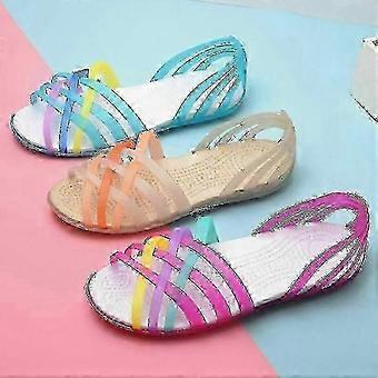 Sandali piatti da spiaggia da donna estivi Colorful Open Toe Jelly Cutout Flats