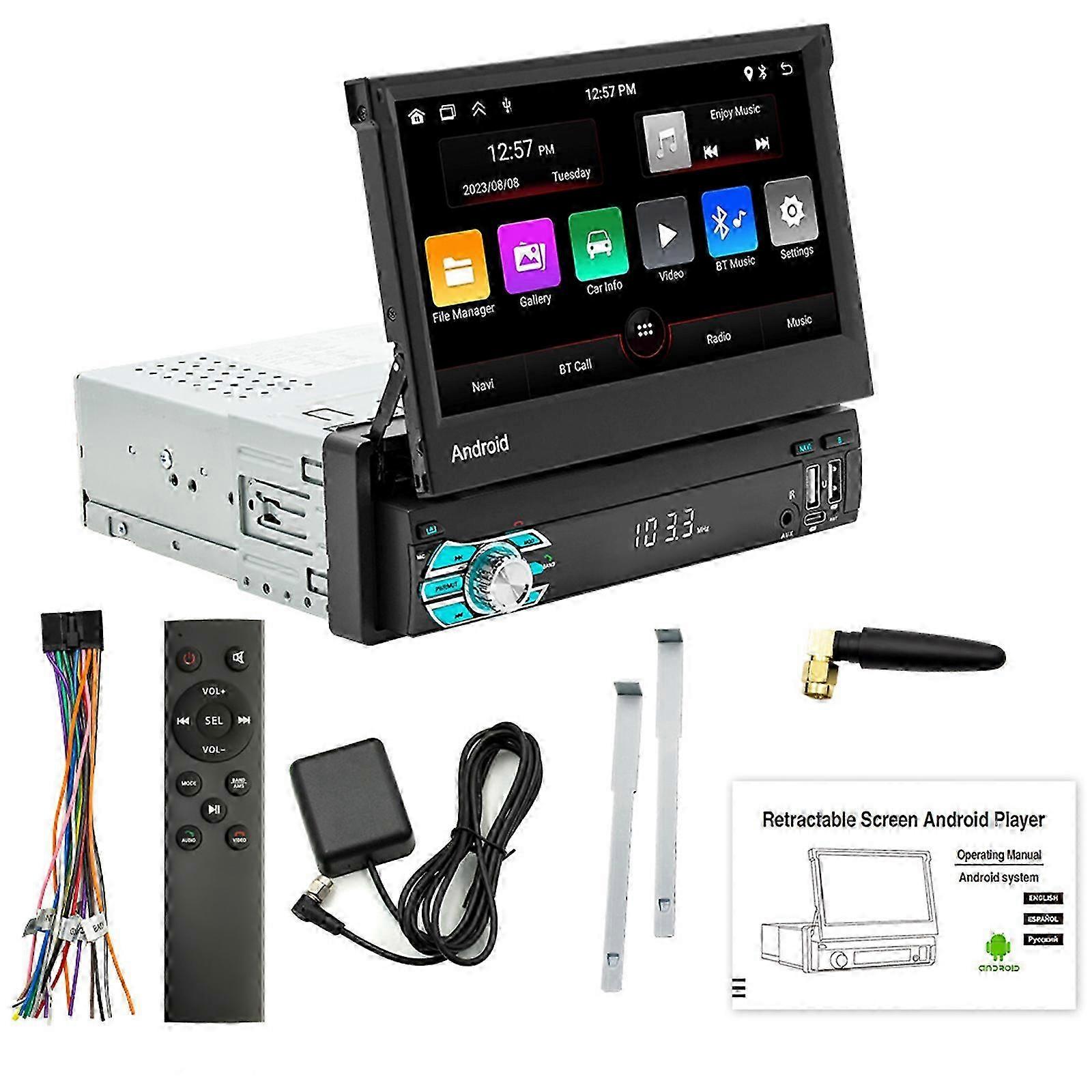 Android 13 1Din Radio Bluetooth Car Stereo Video Player CarPlay GPS WIFI Camera