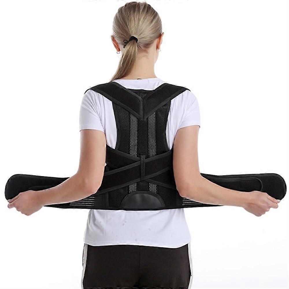 Shoulder Posture Corrector Scoliosis Back Brace, Full Back Support Belt, Adjustable Neck Clavicle Support, Gray X Small