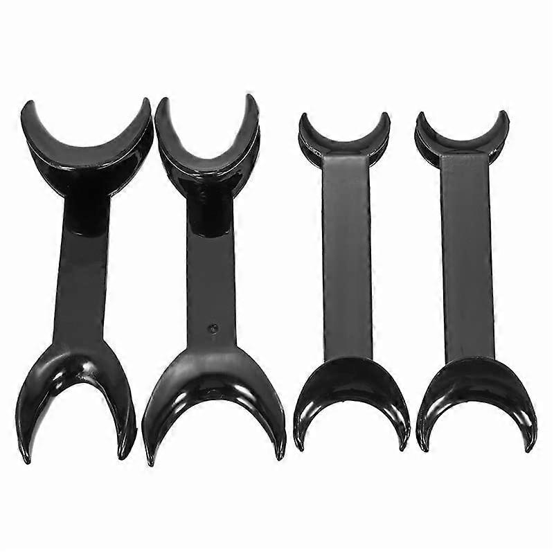 Double-Headed T-Shape Intraoral Cheek Lip Retractor Opener 4 Pcs Set Black Plastic Dental Tools