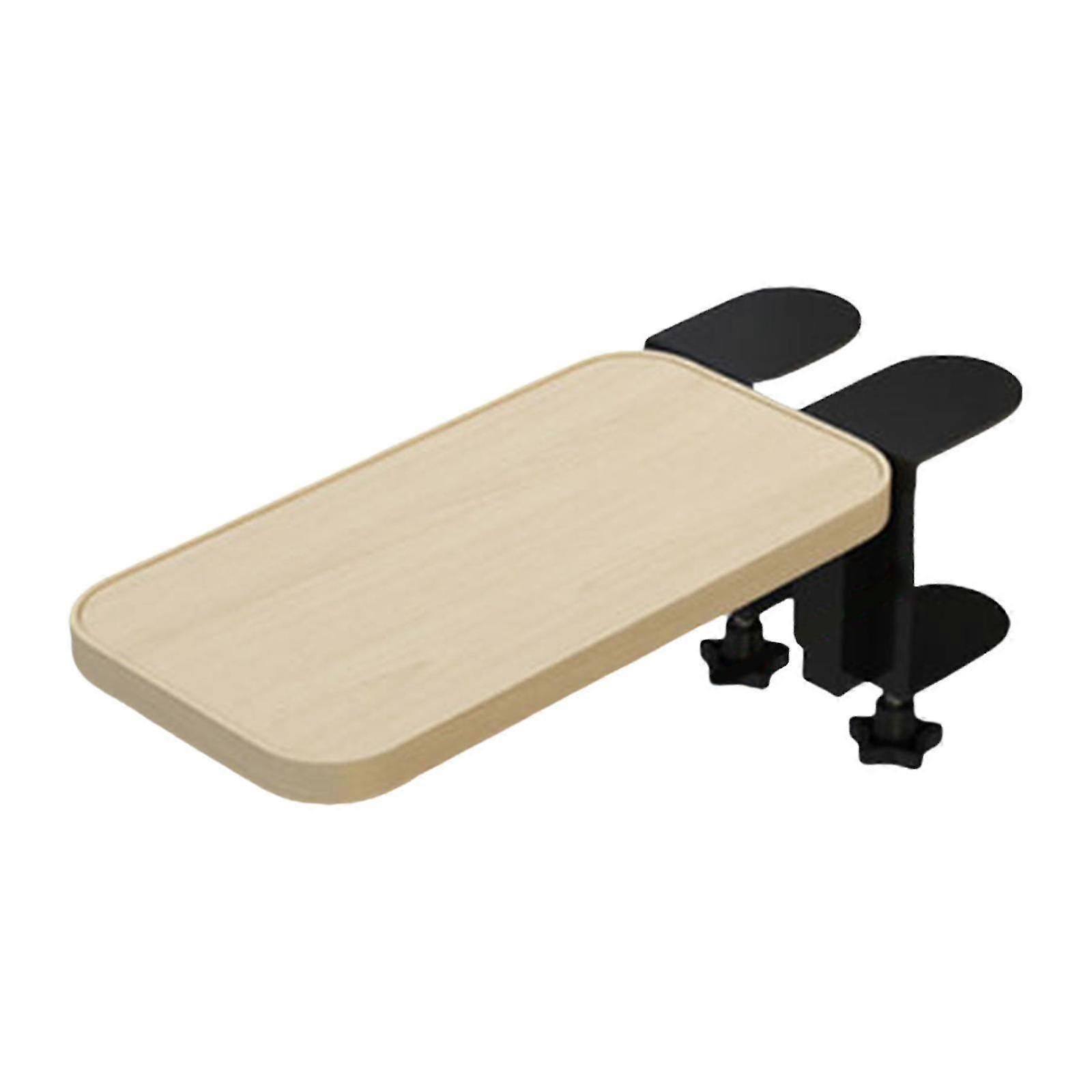 Elbow Rest Desk Extender Tray Rounded Corner Heavy Duty Adjustable Space Saving 90° Foldable Table Extension Board for Office-color: Khaki