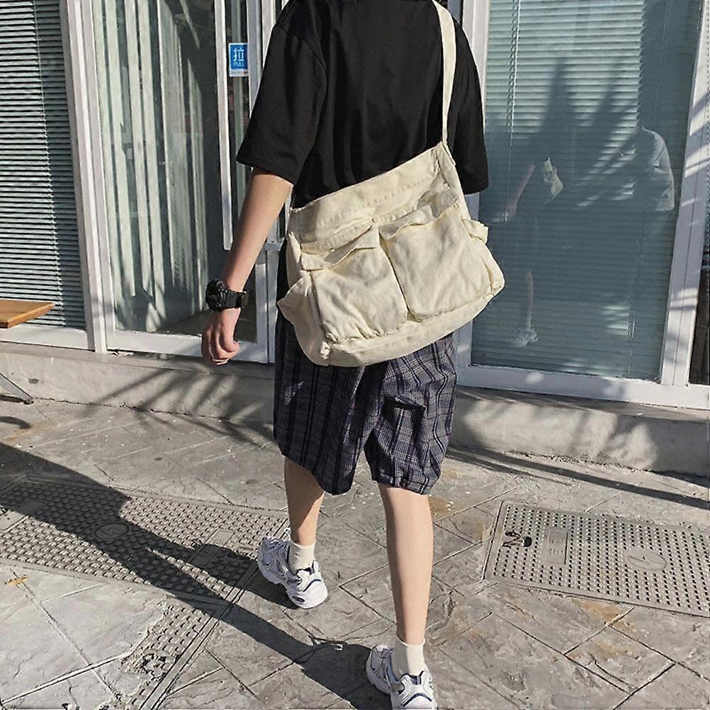 حقيبة قماش رسول سعة كبيرة Hobo حقيبة كروسبودي مع جيوب متعددة حقائب عارضة حقيبة حمل الكتف للنساء والرجال